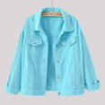 thumbnail image 2 of 2025 Veste en Denim pour Femmes Décontractée Colorée Unie Style Co Taille Grande Poche Bouton Veste Légère pour Femmes Manteau en Denim Veste Courte pour Femmes Robe pour Femmes, 2 of 7