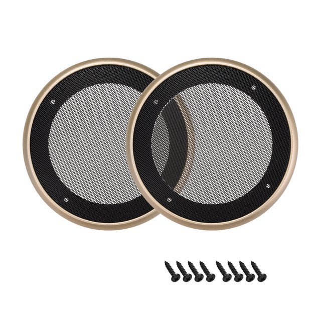 Unique Bargains 2pcs 4' Speaker Grill Mesh Decorative Circle Woofer Guard Protective Cover Audio Parts Golden