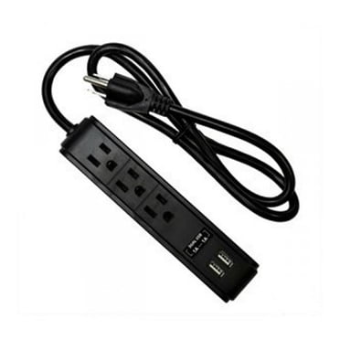 Elink EK-4058 Cordon d'Alimentation avec 3 Prises de Mise à la Terre et 2 ports USB Noir
