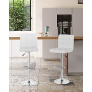 Modern Bar Stool Set of 2 Barstools Height Adjustable Counter Height Swivel Bar Stool PU Leather Bar Chairs Hydraulic Dining Room Chairs Home Kitchen Stools ( White)