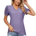 thumbnail image 1 of Birdeem Womens V- Neck Solid Color Lace Panel Cut-Out Short Sleeve Short Tops, 1 of 9