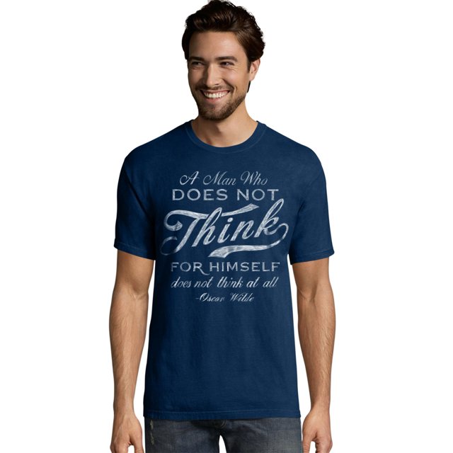 Hanes Mens Graphic Tee, L, Oscar Wilde/Navy