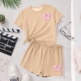 thumbnail image 4 of Robe d'Été avec Manches Manches Courtes Haut et Shorts Ensemble Deux Pièces pour Enfants Mignon Loisirs d'Été Col Rond, 4 of 6