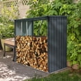 thumbnail image 2 of Outdoor Steel Firewood Rack and Metal Storage Shed,Two-In-One,3*7 FT, 2 of 9
