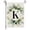 K, variante sur YFGEFTR Aubaines Style Ins, 26 Lettres+impression de Plante Verte, Drapeau de Jardin en Lin, Première Lettre du Nom de Famille, Drapeau Suspendu à la Porte de la Cour