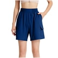 thumbnail image 2 of Styesk Shorts pour Femmes Femmes Été Mode Uni Décontracté Taille Élastique Demi-Short, 2 of 7