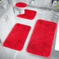thumbnail image 4 of Solid Color Bath Mats 4 Set Bathroom Rugs For 4 Pcs Toilet Mats Universal Soft Comfortable Water Absorption Non-Slip Thick Machine Washable Easier To Dry Dark, 4 of 8