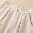 thumbnail image 4 of Diufon Elastic Ruffle Waist Shorts for Women Cotton Linen Pleated Shorts Pockets Solid Color Button Shorts, 4 of 7