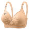 thumbnail image 1 of VEKDONE Woman's Printing Gathered Together Large Size Daily Bra Underwear No Rims Beige XXXXL, 1 of 4