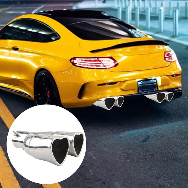 Embout d'Échappement Double en Forme de Cœur / Accessoire de Modification de Voiture pour une Performance et un Style Améliorés / Construction en Acier Inoxydable pour Berline, VUS Ou Voiture de Sport
