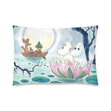 QIFEIHA Taie d'Oreiller Dessin Animé Moomin Valley Housse de Coussin Impression des Deux Côtés Taille 20x30 Pouces