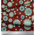 thumbnail image 2 of Soimoi Red Rayon Fabric Artistic Flower & Geometric Fabric Prints By Yard 56 Inch Wide, 2 of 5