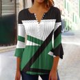 thumbnail image 2 of Birdeem T-Shirt Mode Imprimé pour Femmes Manches 3/4 Blouse Col en V Hauts Décontractés, 2 of 12
