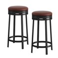 thumbnail image 2 of 360°Swivel Bar Stools Set,  PU Leather Counter Height Barstools with Footrest & Metal Frame, Upholstered Backless Round Bar Stools for Kitchen Island, 2 of 7