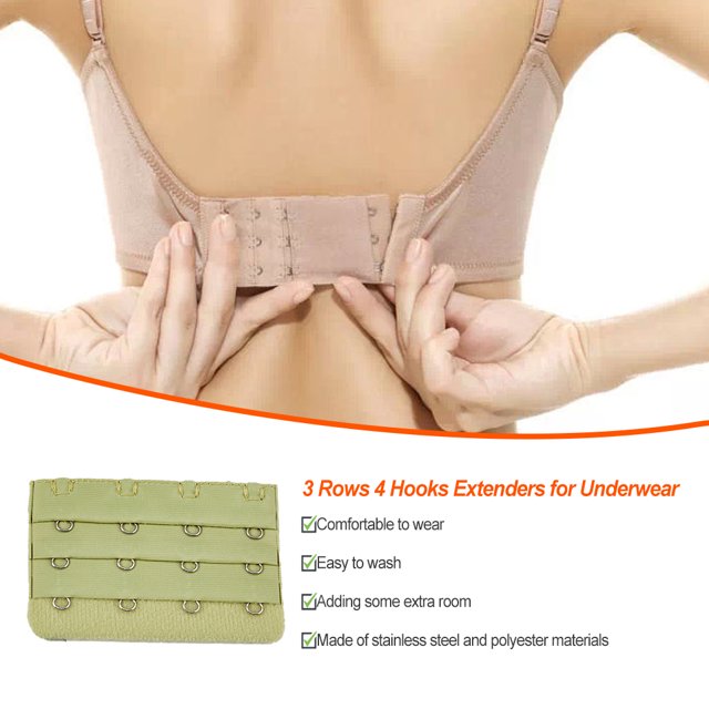 Extension Strap Bra Extenders Buckle 4 Hook Breathable Practical Accessories Adjustable Replacement 3 Rows Underwear light grass green