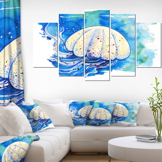 Peinture Aquarelle Méduse - Impression d'Art Abstrait sur Toile