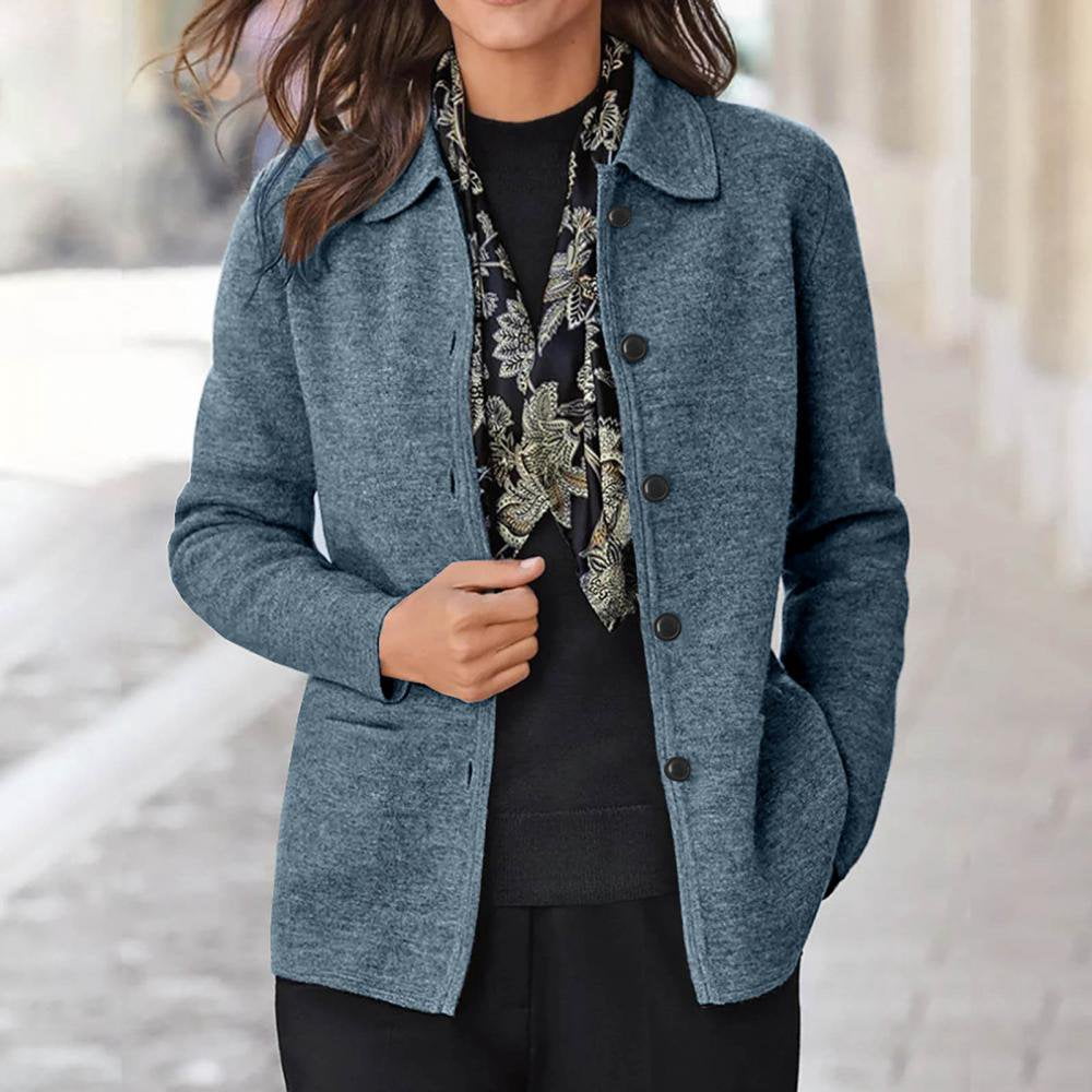 Cardigan Chandails pour les Femmes à Manches Longues Tricoté Bouton Femmes Automne Mode 2023 Gris