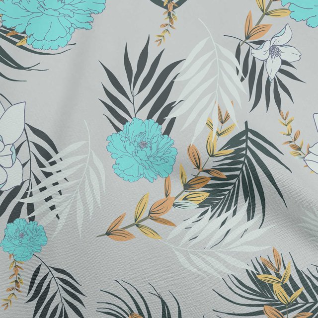 oneOone Cotton Flex Light Gray Fabric Florals Craft Projects Decor Fabric Printed By The Yard 40 Inch Wide