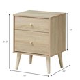 thumbnail image 2 of Gymax Table de Chevet 2 Tiroirs avec Pieds en Caoutchouc Finition Chêne, 2 of 10