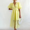 thumbnail image 4 of Ketyyh-chn99 Robes pour Femmes Grande Taille Décontractées de Plage Robe d'Été Manches à Volants Ample Fluide Plissée Mini-Robe Jaune,G, 4 of 4