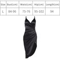 thumbnail image 2 of Robe Midi de Soirée Boîte de Nuit à Bretelles Spaghetti Froncée en Satin pour Femmes, Noir, G, 2 of 5
