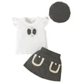 thumbnail image 1 of dmqupv Baby Girl Winter Outfits Baby Girl Summer Clothes Ruffle Short Sleeve Ribbed Romper Plaid Pattern Skirt With Headband Black,Size for 9-12 Months, 1 of 8