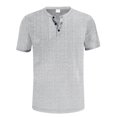 thumbnail image 4 of BEFOKA Mens Summer Short Sleeve Tops,Summer Tops Clearance,Man Leisure Button Solid Color Ventilation Short Sleeve Round Neck Top, 4 of 5