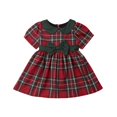thumbnail image 3 of Bébé bébé Filles Noël Plaids Bowknot Princesse Robe à Manches Courtes Parti Robes de Noël, 3 of 5