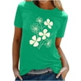thumbnail image 1 of KIHOUT Nouveau Haut de Mode d'Été pour Femmes 2025, T-Shirt à Manches Courtes à Col Rond Décontracté à Imprimé Floral Vert P, 1 of 5