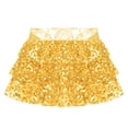 thumbnail image 4 of XUNZOO Girls Sequins Ruffle Layers Culottes Kids Shiny Hip Hop Samba Skirt with Shorts Latin Mini Gold 12, 4 of 9