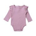 thumbnail image 1 of Faithtur Baby Boy Girl Long Sleeve Romper Ruffled Solid Color Bodysuit, 1 of 6