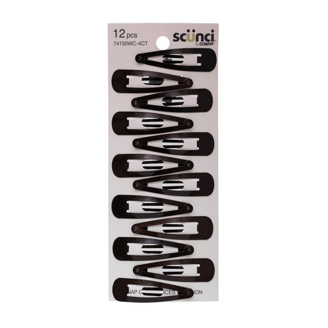 Scunci 12 pk Brown Snap Clips