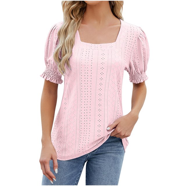 Kcavykas Chemisiers pour Femmes, Tops à Imprimé Mode Femmes Blouse à Manches Courtes Drôle Col Rond T-Shirt Tops Débardeur
