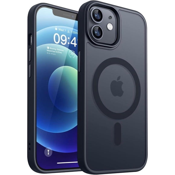 Entronix Heavy Duty Case For iPhone 12, 12 Pro, Translucent Matte Back, Magnetic Sturdy Case, Black