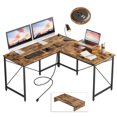 thumbnail image 1 of Bestier 95,2 Pouces L en Forme de Bureau avec Prise de Courant et Support de Moniteur Rustique, 1 of 7