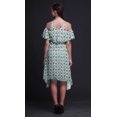 thumbnail image 4 of Bimba Green Leaves Printed Womens Cold Shoulder Tunic Party Round Neck Shift Dress - Medium, 4 of 6