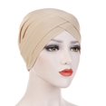 thumbnail image 1 of Women Solid India Hat Muslim Ruffle Cancer Chemo Beanie Turban Wrap Scarf Cap, 1 of 2