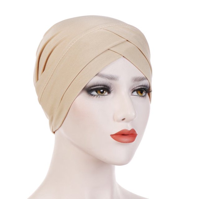 Women Solid India Hat Muslim Ruffle Cancer Chemo Beanie Turban Wrap Scarf Cap