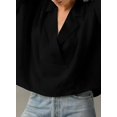 thumbnail image 4 of Blouse Décontractée Habillée pour Femmes Manches Courtes Col en V Chemise de Travail Noire G, 4 of 8