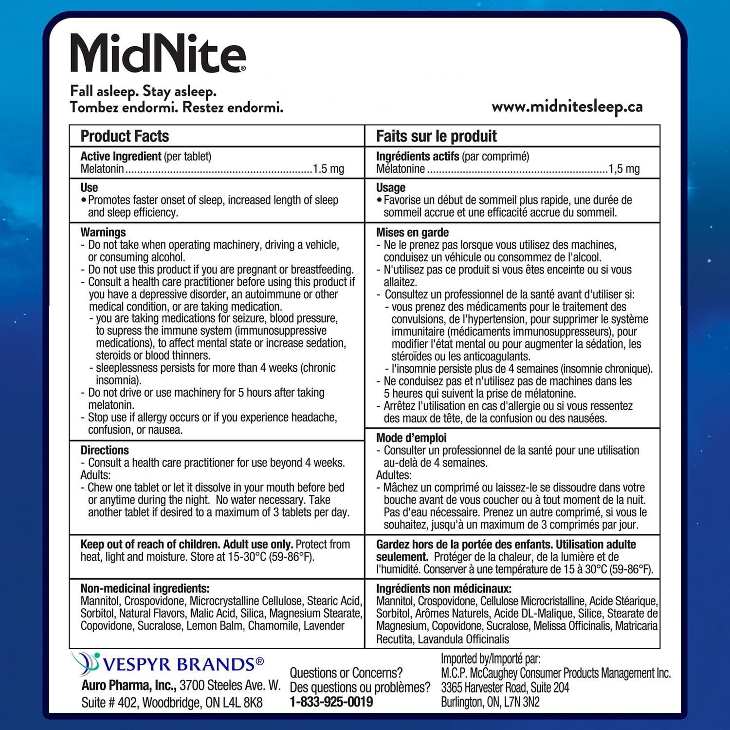 MidNite Aide au Sommeil Naturelle en Comprimés à Croquer, Traitement de l'Insomnie Occasionnelle, Saveur de Cerise