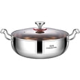 thumbnail image 1 of Stainless Steel Soup Pot with Glass Lid 4L Capacity Induction Compatible Stockpot for Stewing Cooking Pasta Boiling, 1 of 9