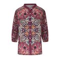thumbnail image 4 of Pompotops Mode Femme Ample Col en V Manches 3/4 Imprimé devant Bouton Cardigan Chemise Hauts T-shirt Liquidation, 4 of 6