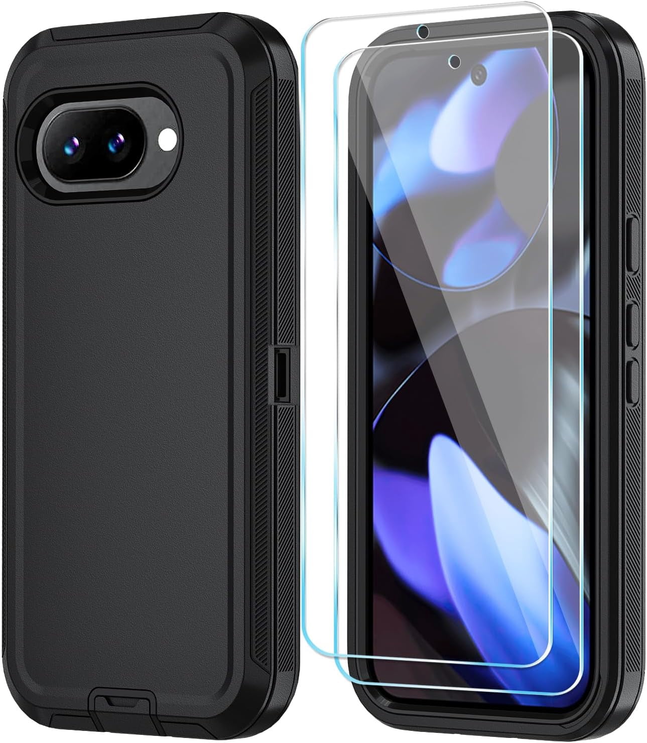 MYKOMI Phone Case for Google Pixel 9A Case with HD Screen Protector, Heavy Duty Shockproof & Dropproof 3-Layer Cover Phone Case for Pixel 9A