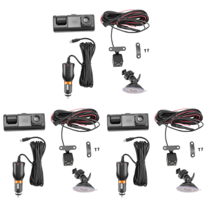 3X 3 Voiture objectif caméra DVR 3-Channel Dash Cam HD 1080P Enregistreur vidéo avant et arrière à l'intérieur de Dashcam Vision nocturne