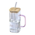 thumbnail image 1 of WIFKLSIIPG Heat Glass Cup with Straw 400ML Suitable for Cold Drinks Juice Milk Including Lid Glass Texture Suitable for Various Beverages, 1 of 5