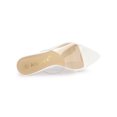thumbnail image 4 of BLISSFUL STEP Style Women's Clear Point Toe High Block Heel Mules Slides Sandals White 7, 4 of 8