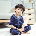 thumbnail image 4 of KYAIGUO Ensemble de Pyjamas en Satin à Manches Courtes pour Enfants Garçons Filles 1-10 Ans, 4 of 9