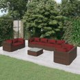 thumbnail image 1 of vidaXL 9 Piece Patio Lounge Set with Cushions Poly Rattan Brown, 1 of 5