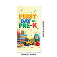 thumbnail image 1 of Colorful School Themed Backdrop Banner with Alarm Clock Books Apple Globe and School Bus for First Day of Pre K Celebrations Party Decorations Photography Props Classroom Decor Background, 1 of 4