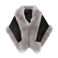 thumbnail image 1 of NTACZA Open Front Womens Coats Fuzzy Gray Faux Fleece Ponchos Cropped Color Block Thick Cloak Womens Jacket Free Size, 1 of 4
